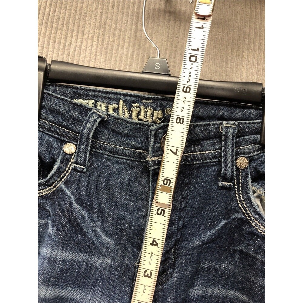 Machine Juniors Jeggings Size 9 Factory Destroyed Dark Wash - Picture 11 of 16